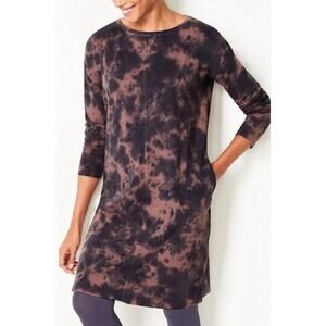 J.Jill Pure Jill Blackblush Cloud Tie-Dyed 100% Cotton Knit Pink Black Dress 3X